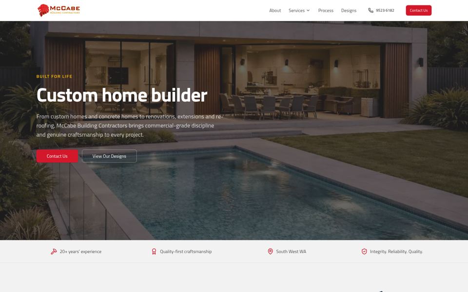McCabe Building Contractors website